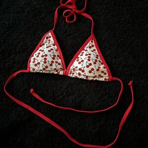 Cherry Print Triangle Bikini Top